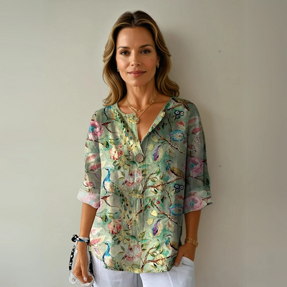 Chic Floral Print Blouse with Graceful Design