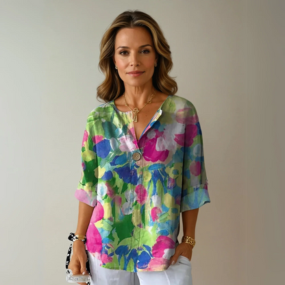 Chic Floral Print Blouse with Graceful Design