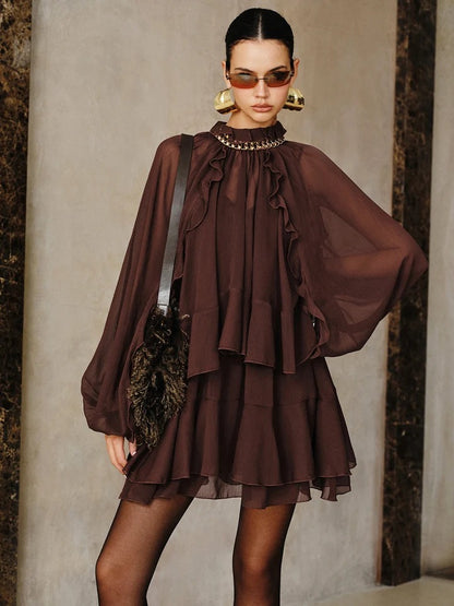 Candy Ruffle Chiffon Mini Dress