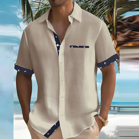 Men's Short Sleeve Contrast Detail Shirt