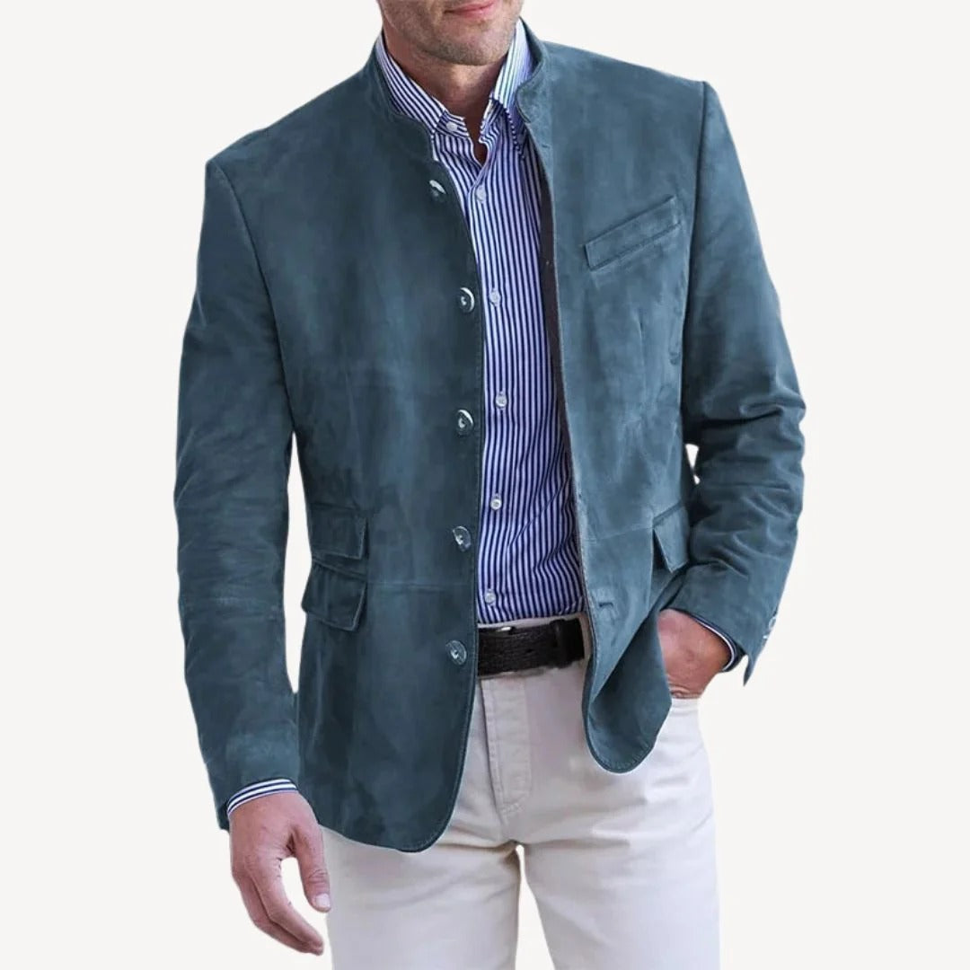 Men's Blazer Jacket with Stand Collar