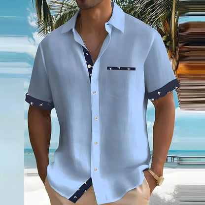 Men's Short Sleeve Contrast Detail Shirt