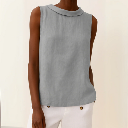 Sleeveless Roll Collar Top