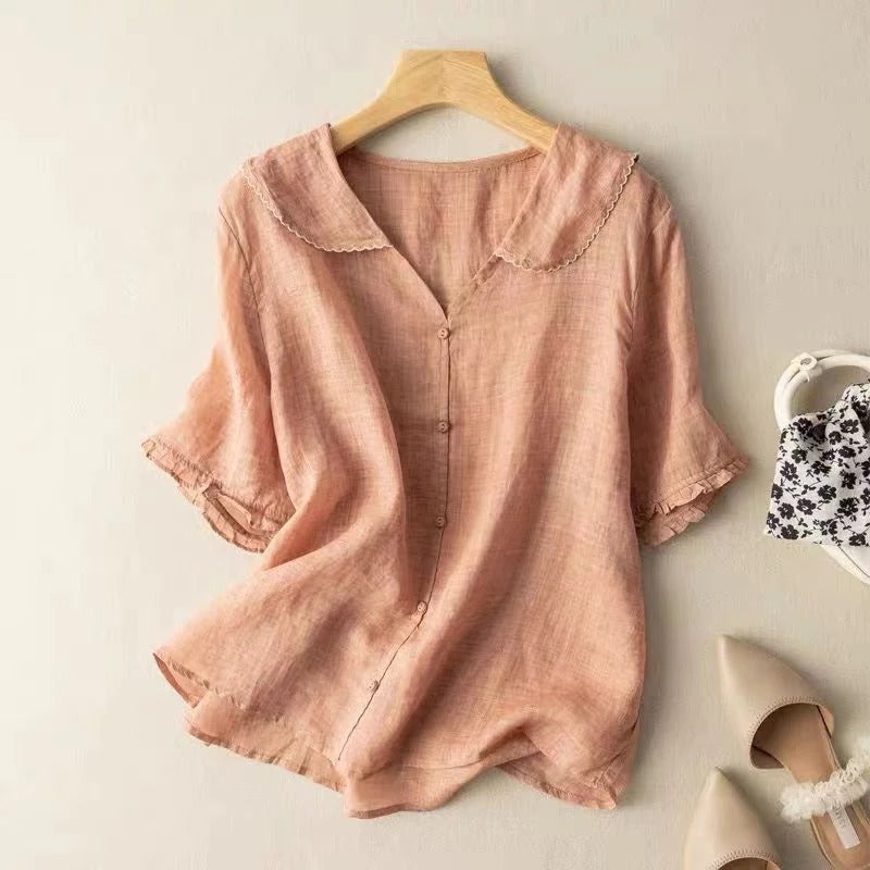 Vintage Blouse with Scalloped Collar