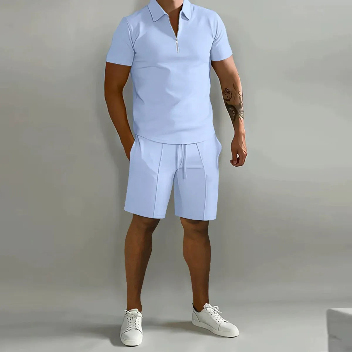 Men's Zip Polo and Shorts Co-Ord Set