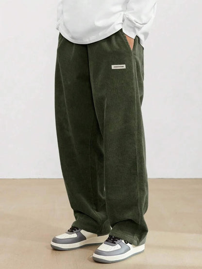 Men's Wide Leg Baggy Trousers with Adjustable Waist