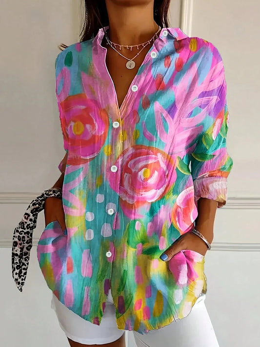 Women's Oversized Long Sleeve Shirt Blouse