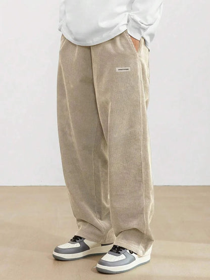 Men's Wide Leg Baggy Trousers with Adjustable Waist