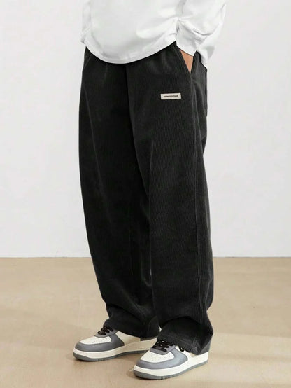 Men's Wide Leg Baggy Trousers with Adjustable Waist