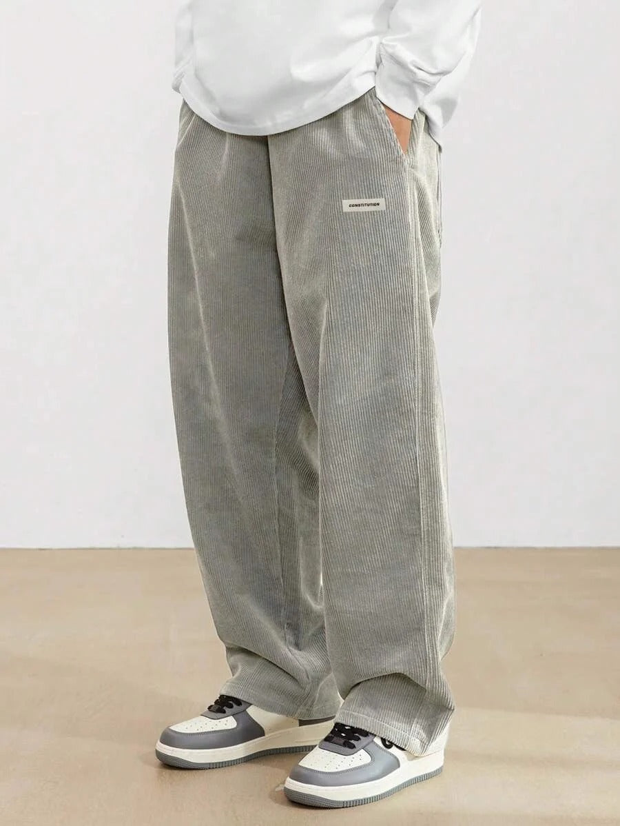 Men's Wide Leg Baggy Trousers with Adjustable Waist