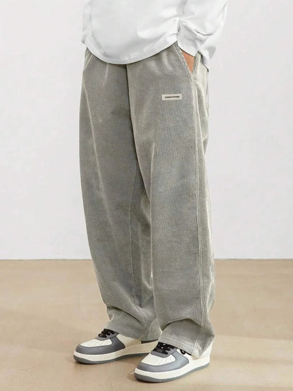 Men's Wide Leg Baggy Trousers with Adjustable Waist