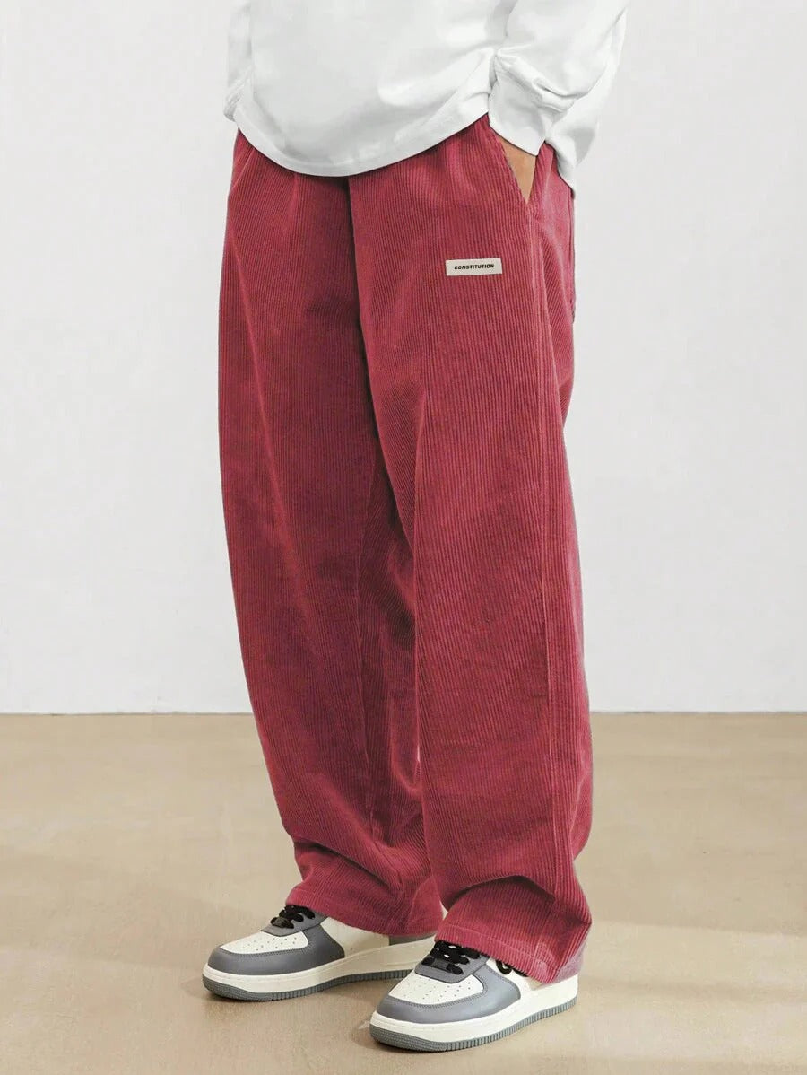Men's Wide Leg Baggy Trousers with Adjustable Waist