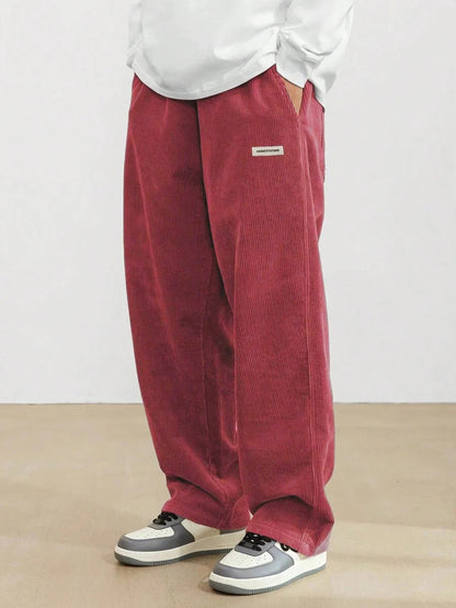 Men's Wide Leg Baggy Trousers with Adjustable Waist