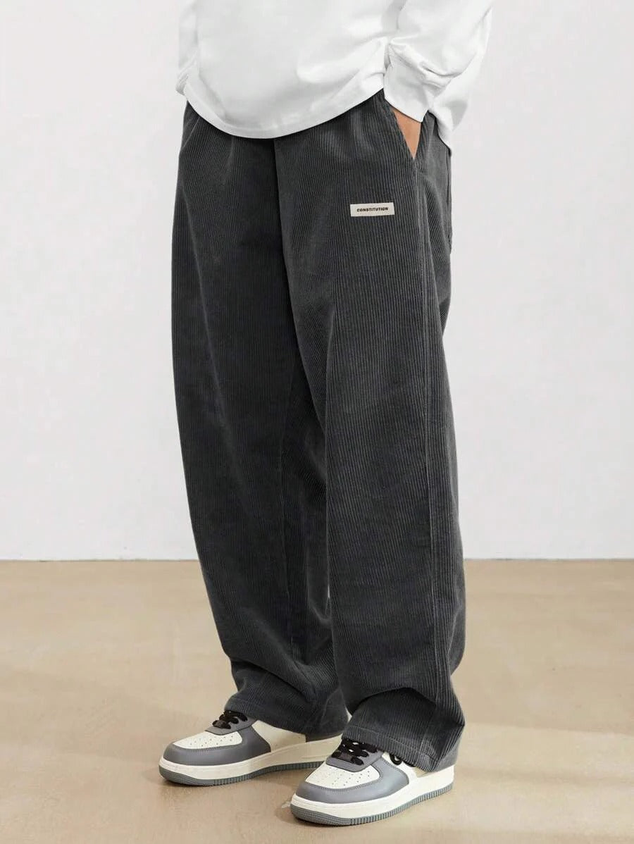 Men's Wide Leg Baggy Trousers with Adjustable Waist
