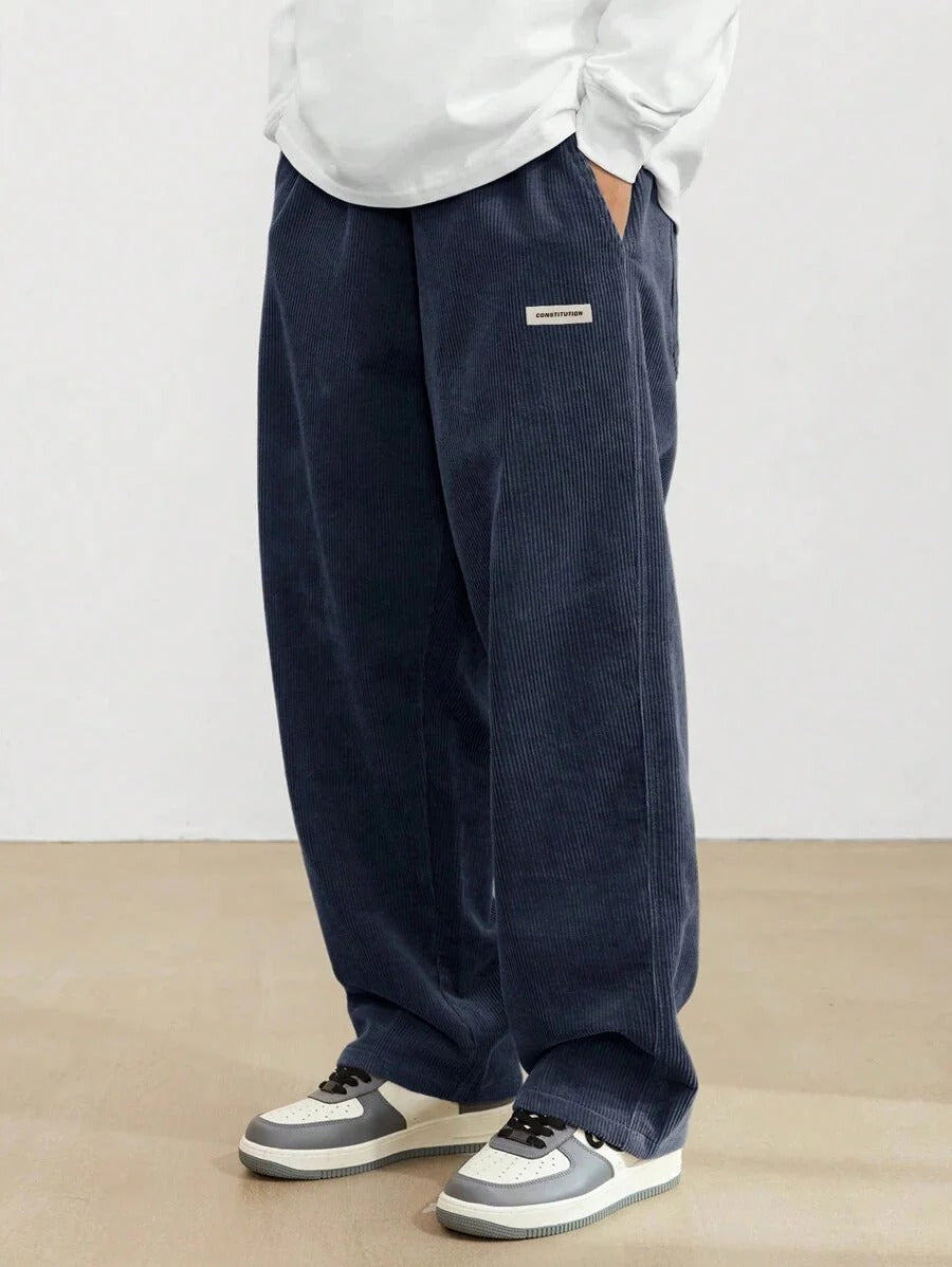 Men's Wide Leg Baggy Trousers with Adjustable Waist