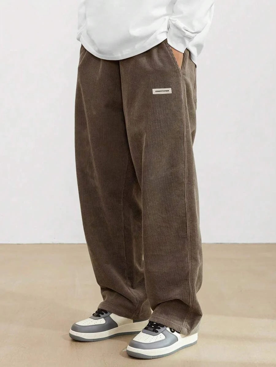 Men's Wide Leg Baggy Trousers with Adjustable Waist