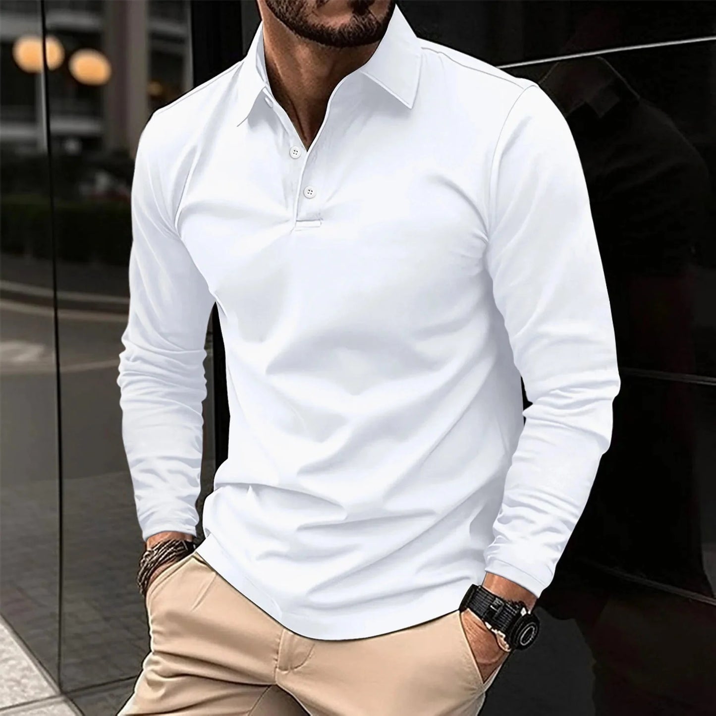 Men's Long Sleeve Classic Polo Shirt