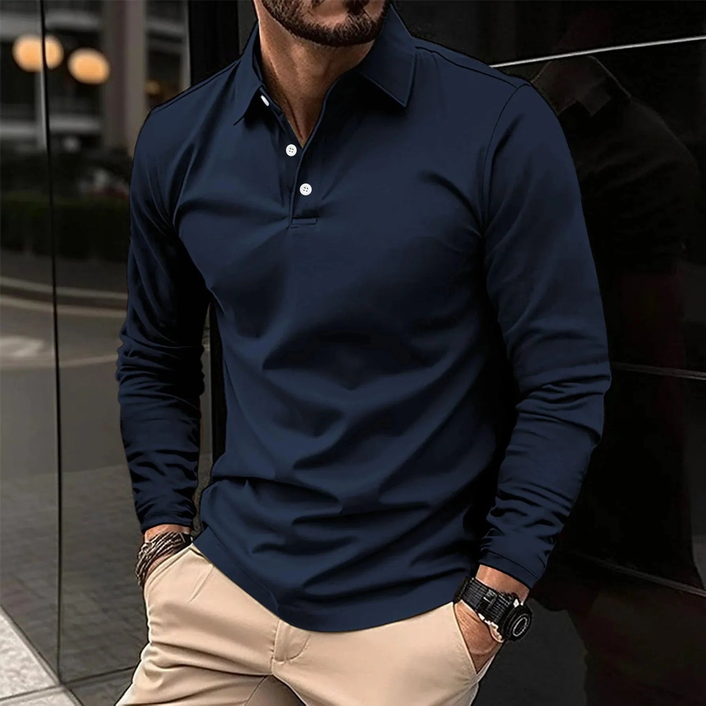 Men's Long Sleeve Classic Polo Shirt