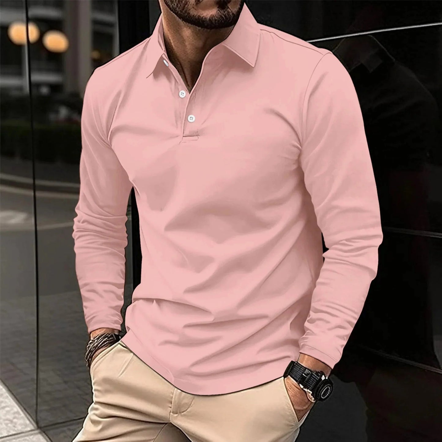 Men's Long Sleeve Classic Polo Shirt
