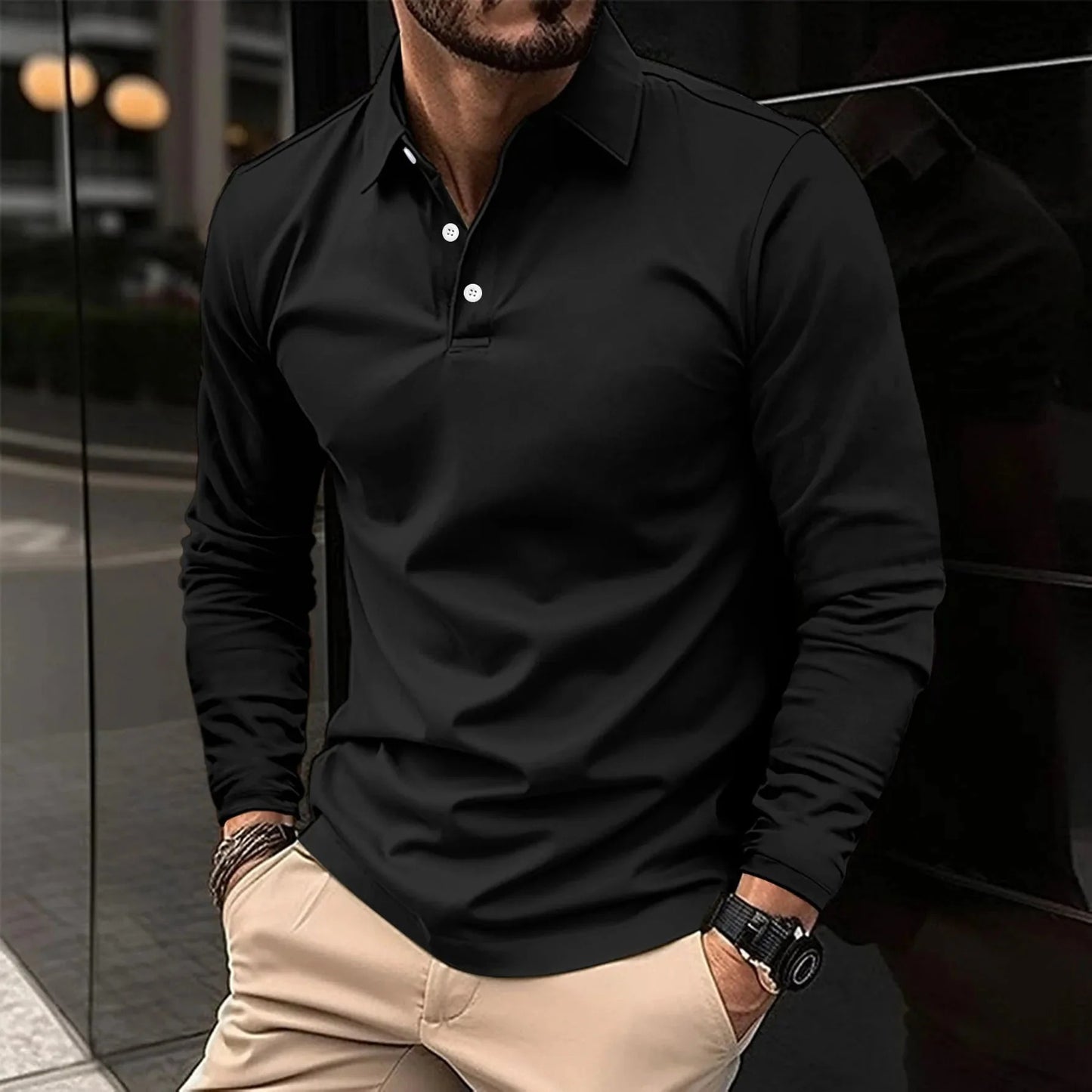Men's Long Sleeve Classic Polo Shirt
