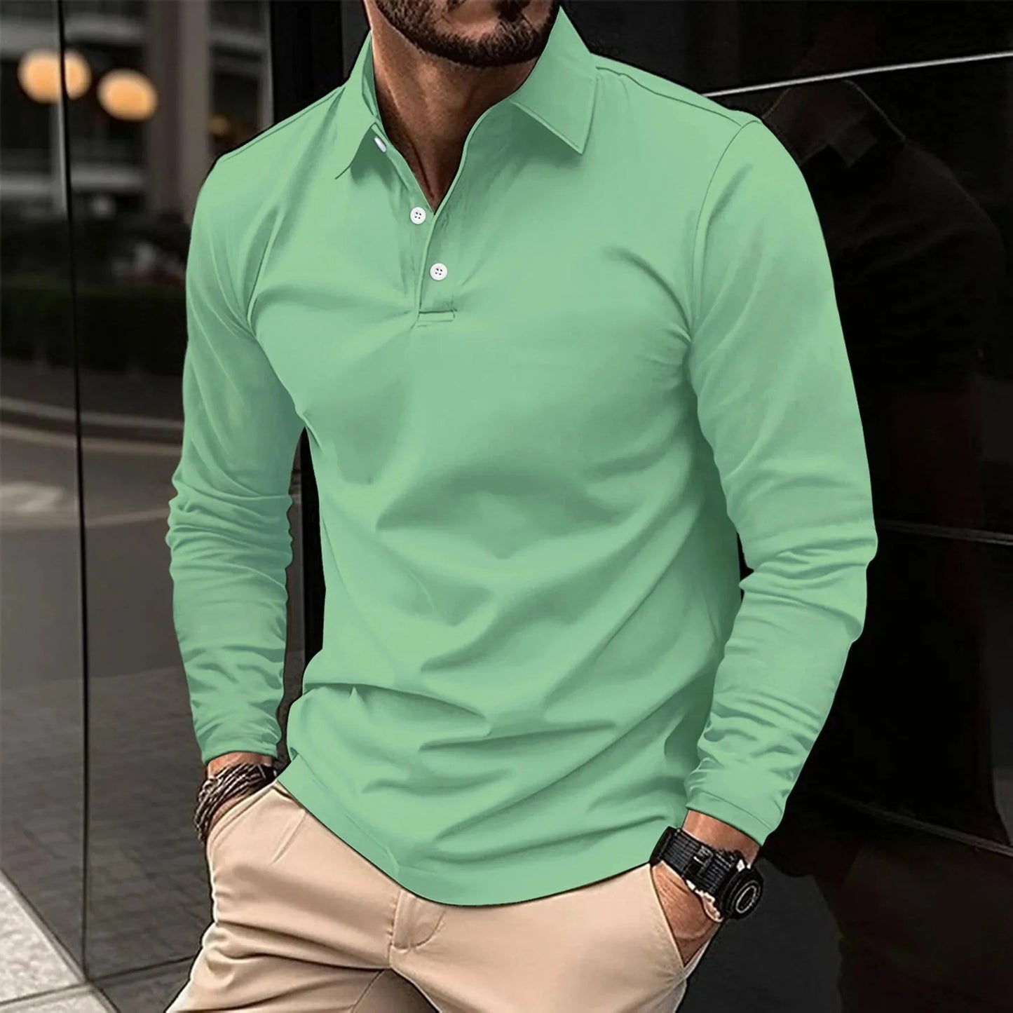 Men's Long Sleeve Classic Polo Shirt
