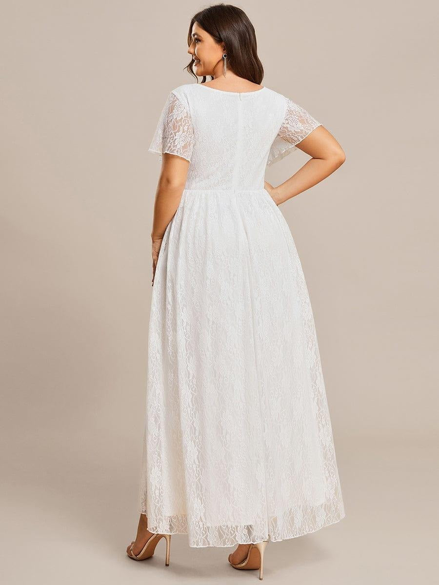 Plus Size Ruffled Lace A-Line Evening Dress