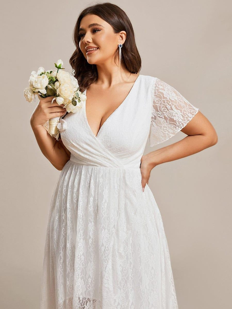 Plus Size Ruffled Lace A-Line Evening Dress