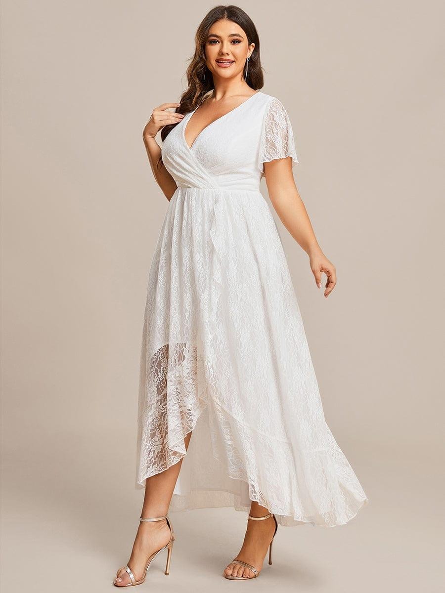 Plus Size Ruffled Lace A-Line Evening Dress