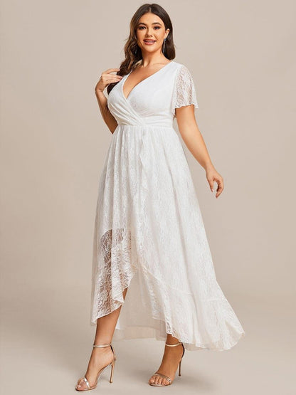 Plus Size Ruffled Lace A-Line Evening Dress