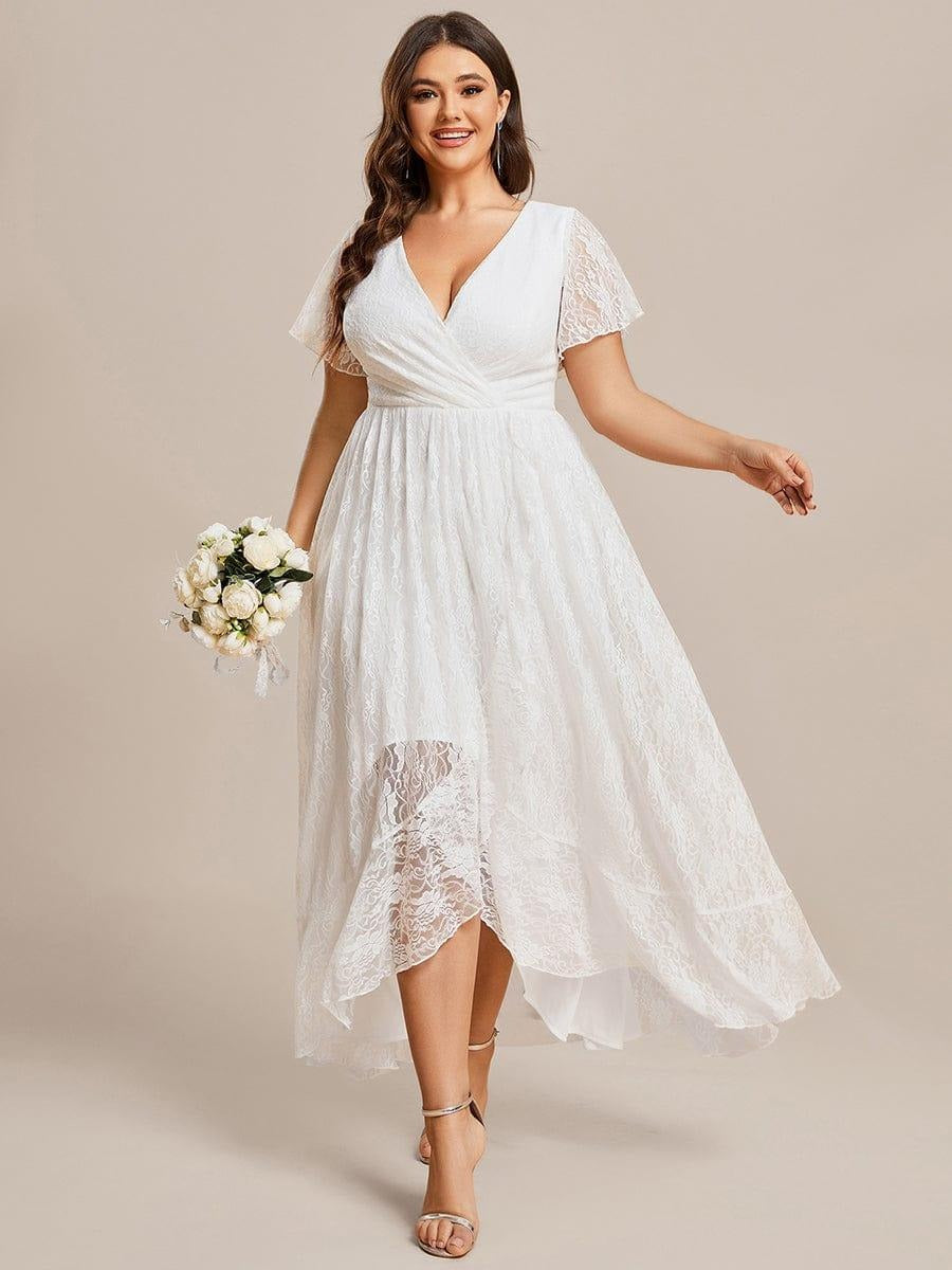 Plus Size Ruffled Lace A-Line Evening Dress