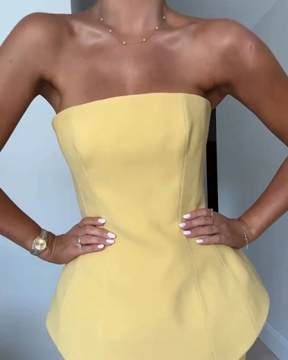 Marcelina Strapless Peplum Maxi Dress