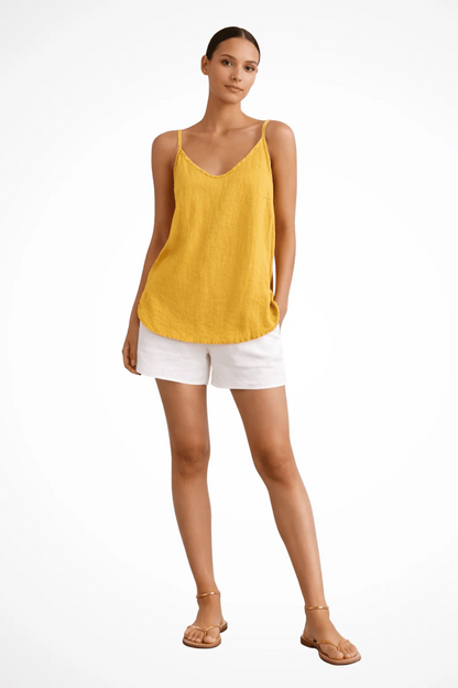 Linen Spaghetti Strap Top | Loose Fit