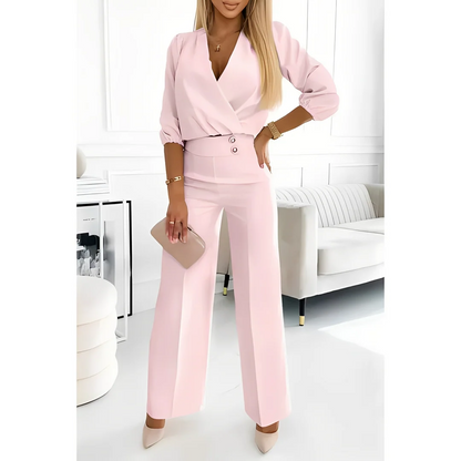 Isabel Wrap Blouse and Trousers Set