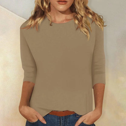 Women's Round Neck Three-Quarter Sleeve Tee