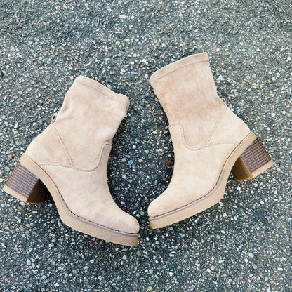 Casual Faux Leather Boots with Inside Zipper