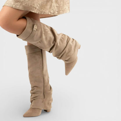 Elegant High Boots with Ruched Shaft Detail