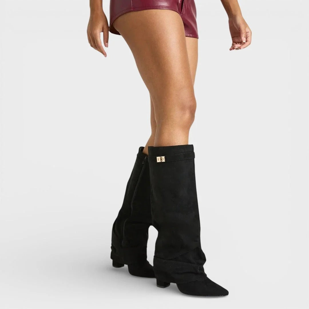 Elegant High Boots with Ruched Shaft Detail