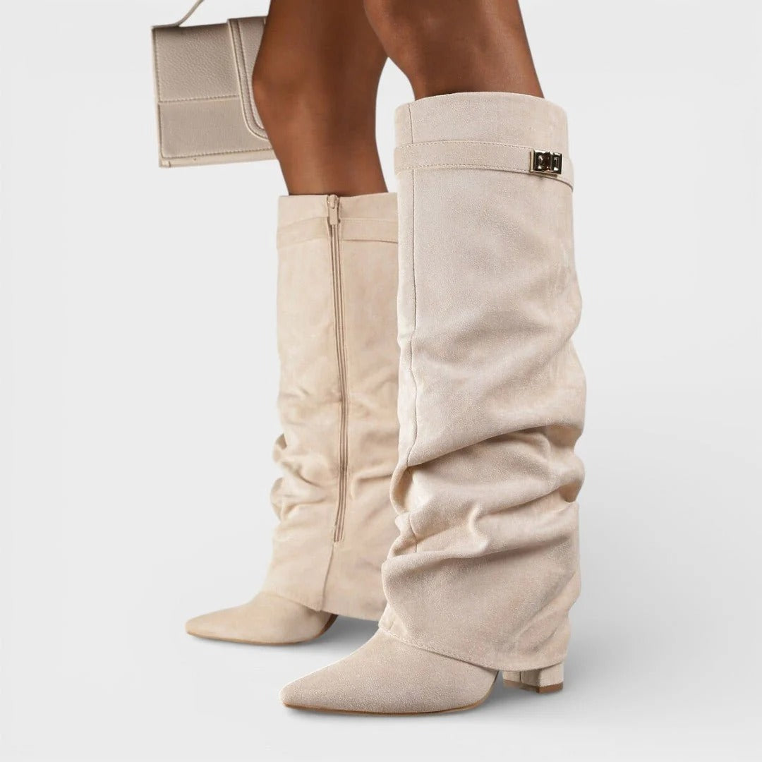 Elegant High Boots with Ruched Shaft Detail