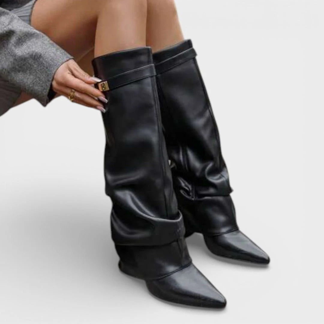 Elegant High Boots with Ruched Shaft Detail