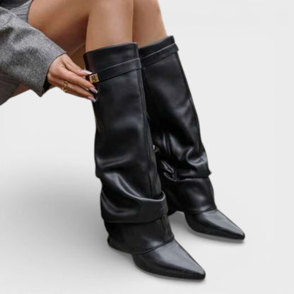 Elegant High Boots with Ruched Shaft Detail