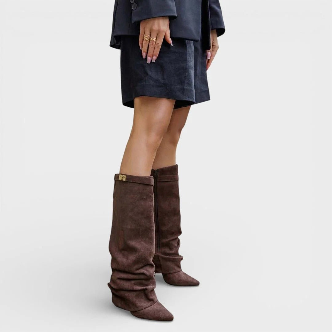 Elegant High Boots with Ruched Shaft Detail