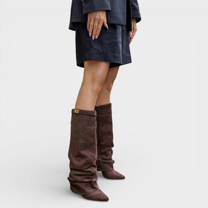 Elegant High Boots with Ruched Shaft Detail