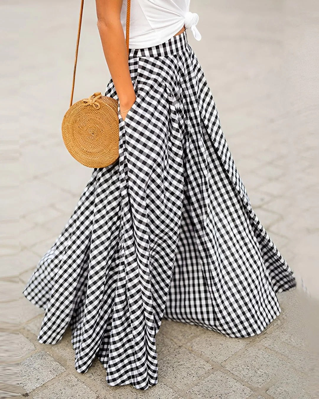 Lettice Checked Midi Skirt