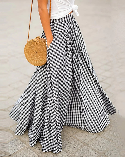 Lettice Checked Midi Skirt
