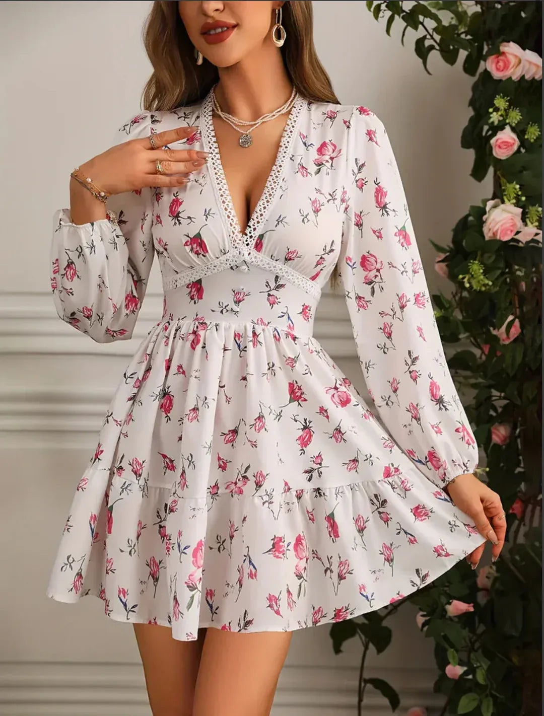 Carole Floral Puff Sleeve Mini Dress
