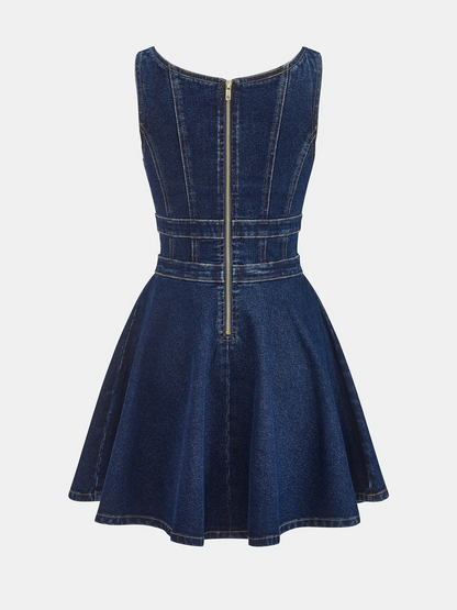 Iris Double Buckle Denim Dress
