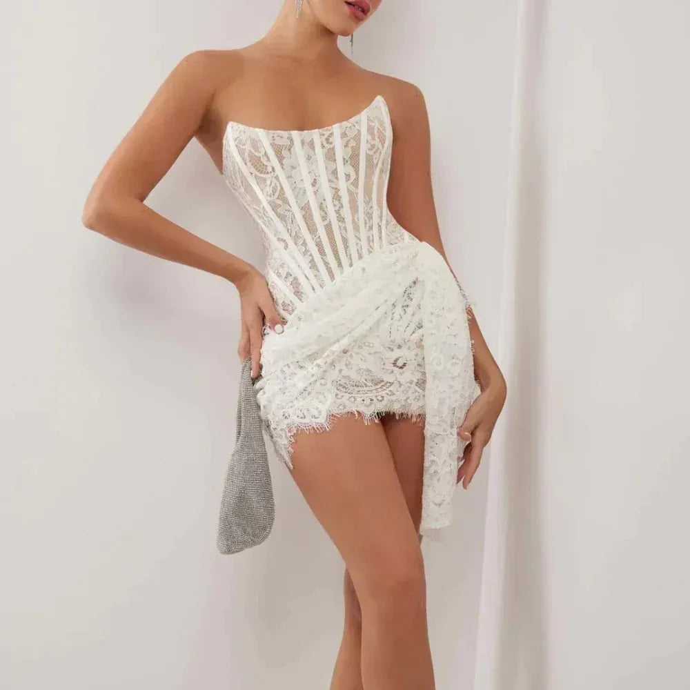 Martyna Lace Bustier Mini Dress