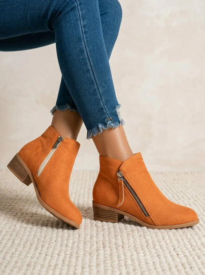 Casual Suede Ankle Boots with Side Zipper