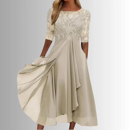 Elegant Lace Dress with Layered Skirt