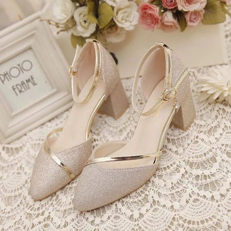 Women's Ankle Strap Block Heel Shoes